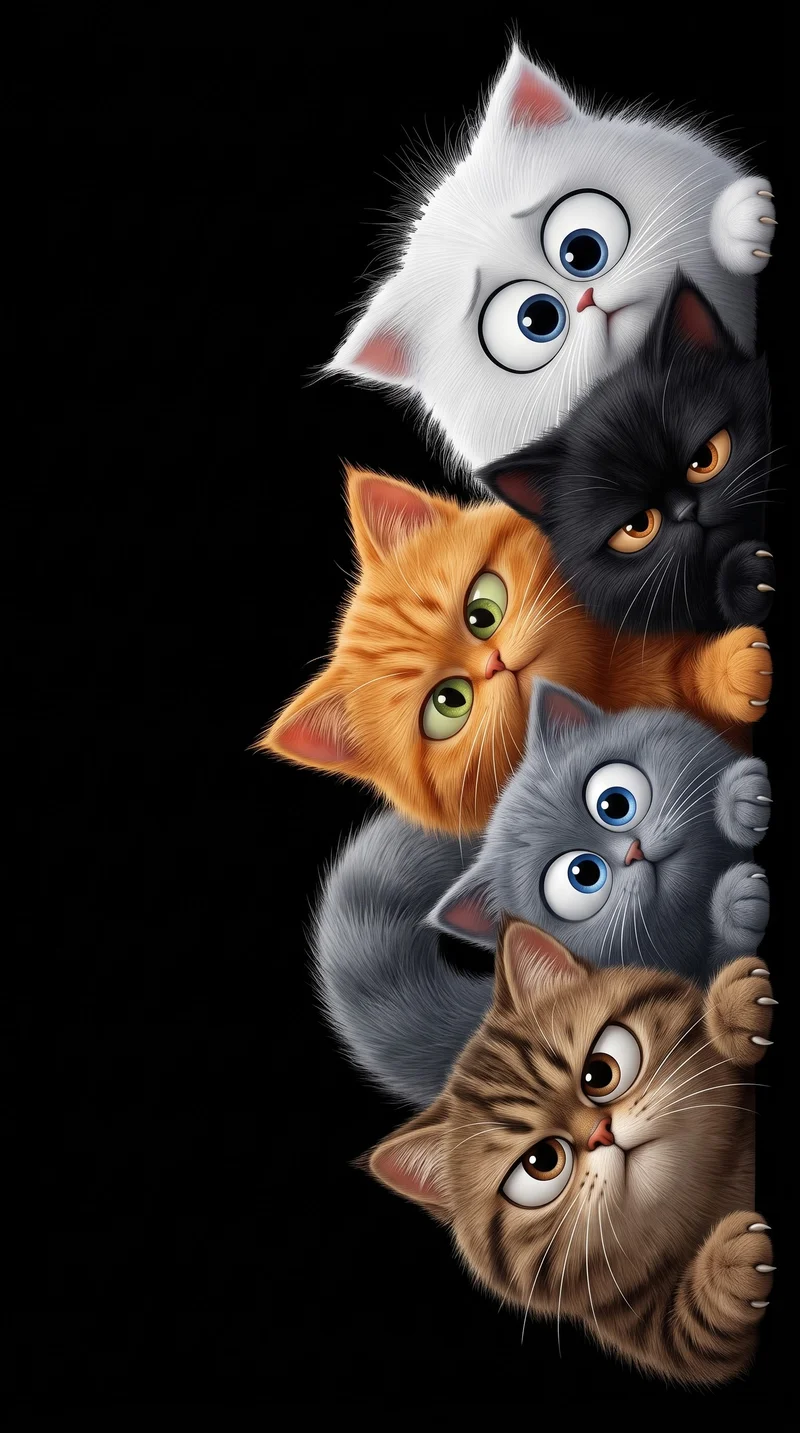Adorable Peekaboo Fluffy Cats AMOLED Black 4K Wallpaper Wallpaper | Picmaze