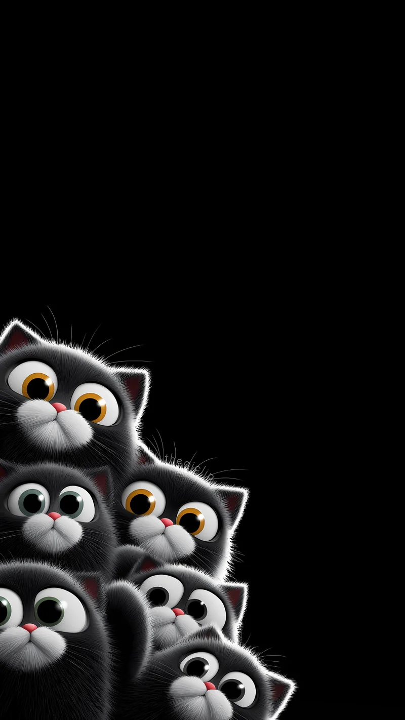 Cute Black Kittens Cluster Live Wallpaper Minimal Dark Wallpaper | Picmaze