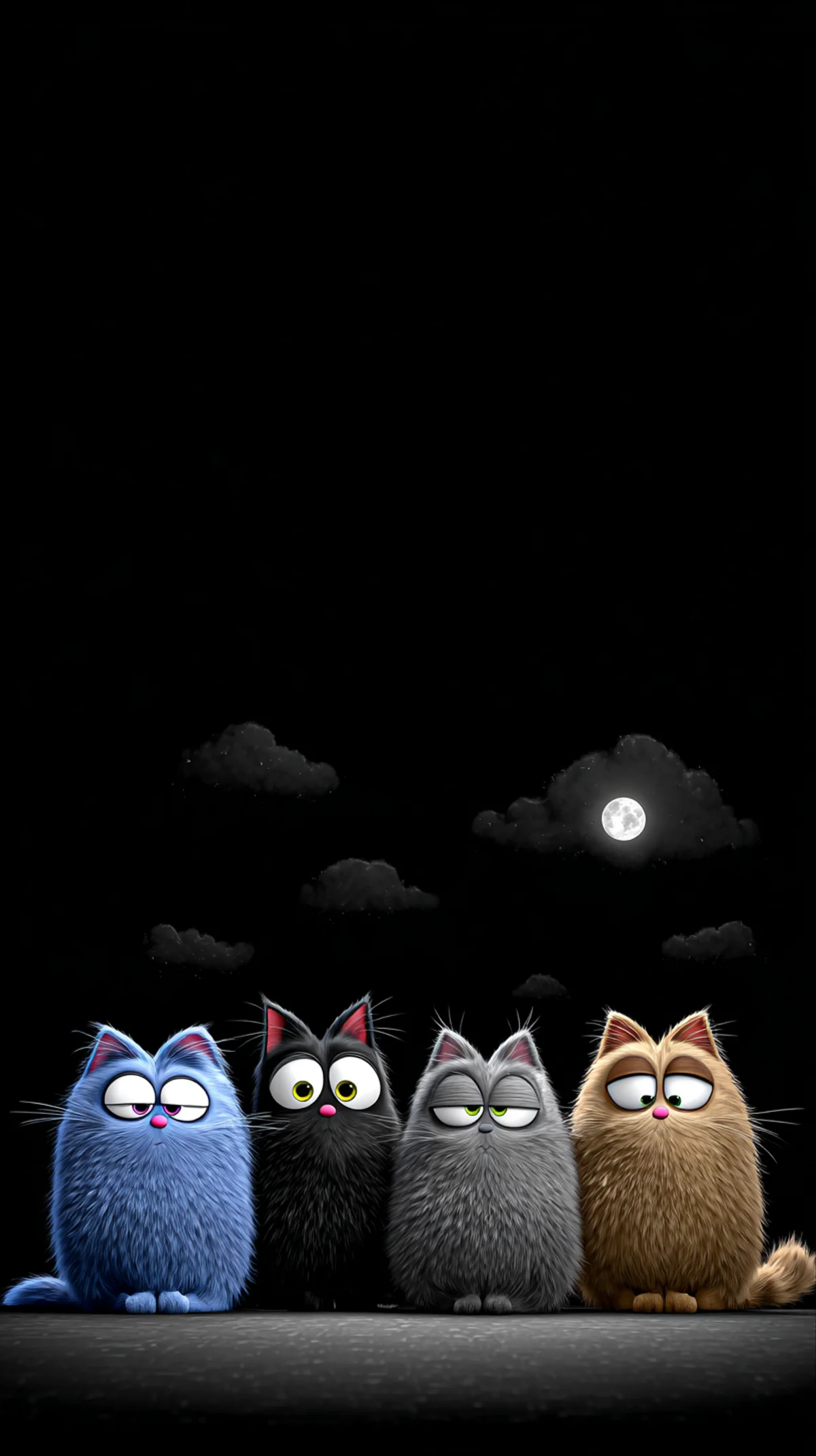 Midnight Cartoon Cats Under Moonlight Cute 4K Wallpaper wallpaper - Cat Wallpapers | Picmaze