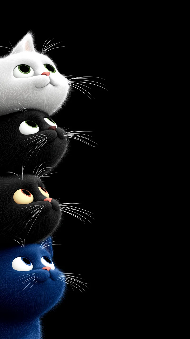 Cute Colorful Cats Looking Up Wallpaper 4K Black Background Wallpaper | Picmaze