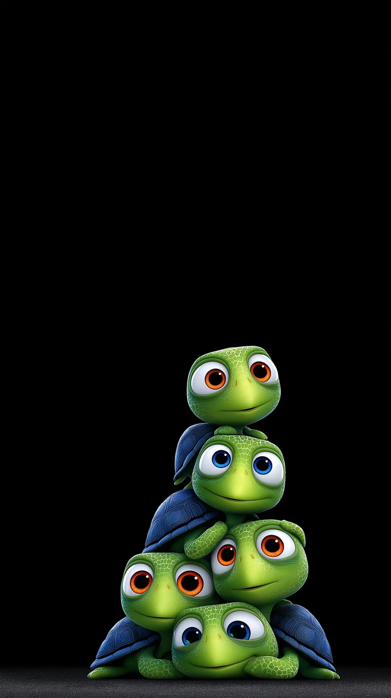 Cute Turtle Stack Pyramid Wallpaper 4K Dark HD - Turtle mobile Wallpaper | Picmaze