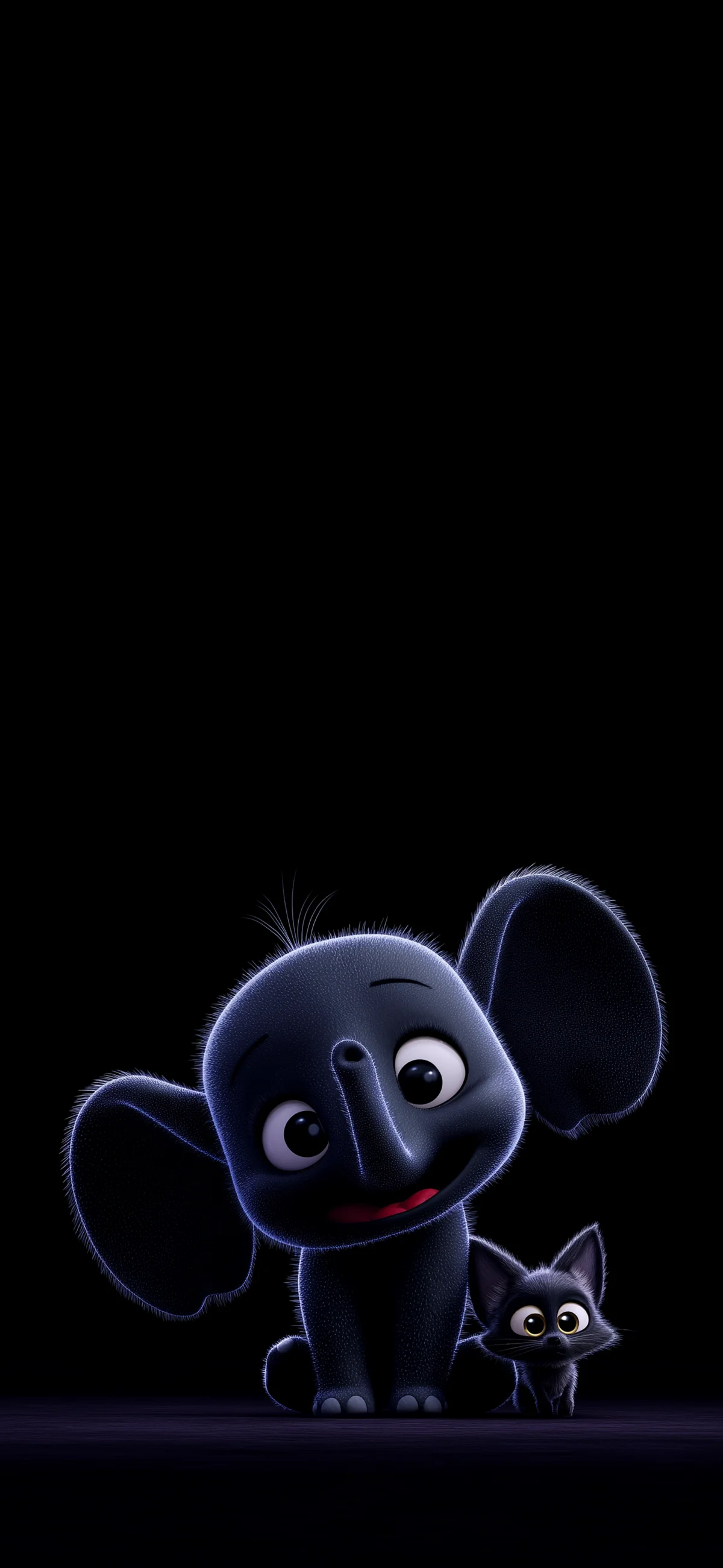 Cute Elephant and Kitten Dark Minimal 4K iPhone Wallpaper wallpaper - ios wallpapers | Picmaze