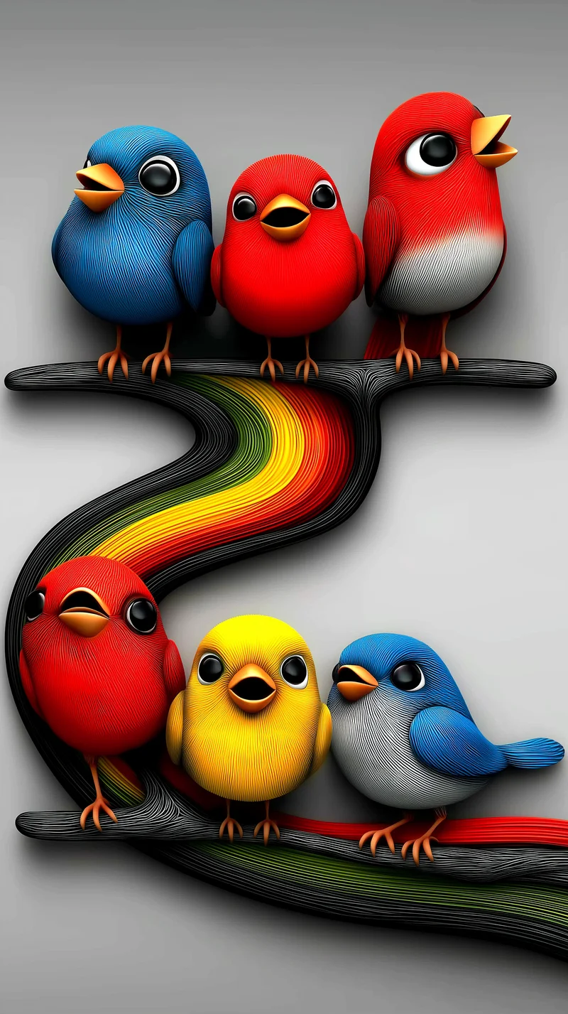 Cute Colorful Birds Abstract Branch Minimal Artistic Wallpaper - Bird Wallpapers mobile Wallpaper | Picmaze