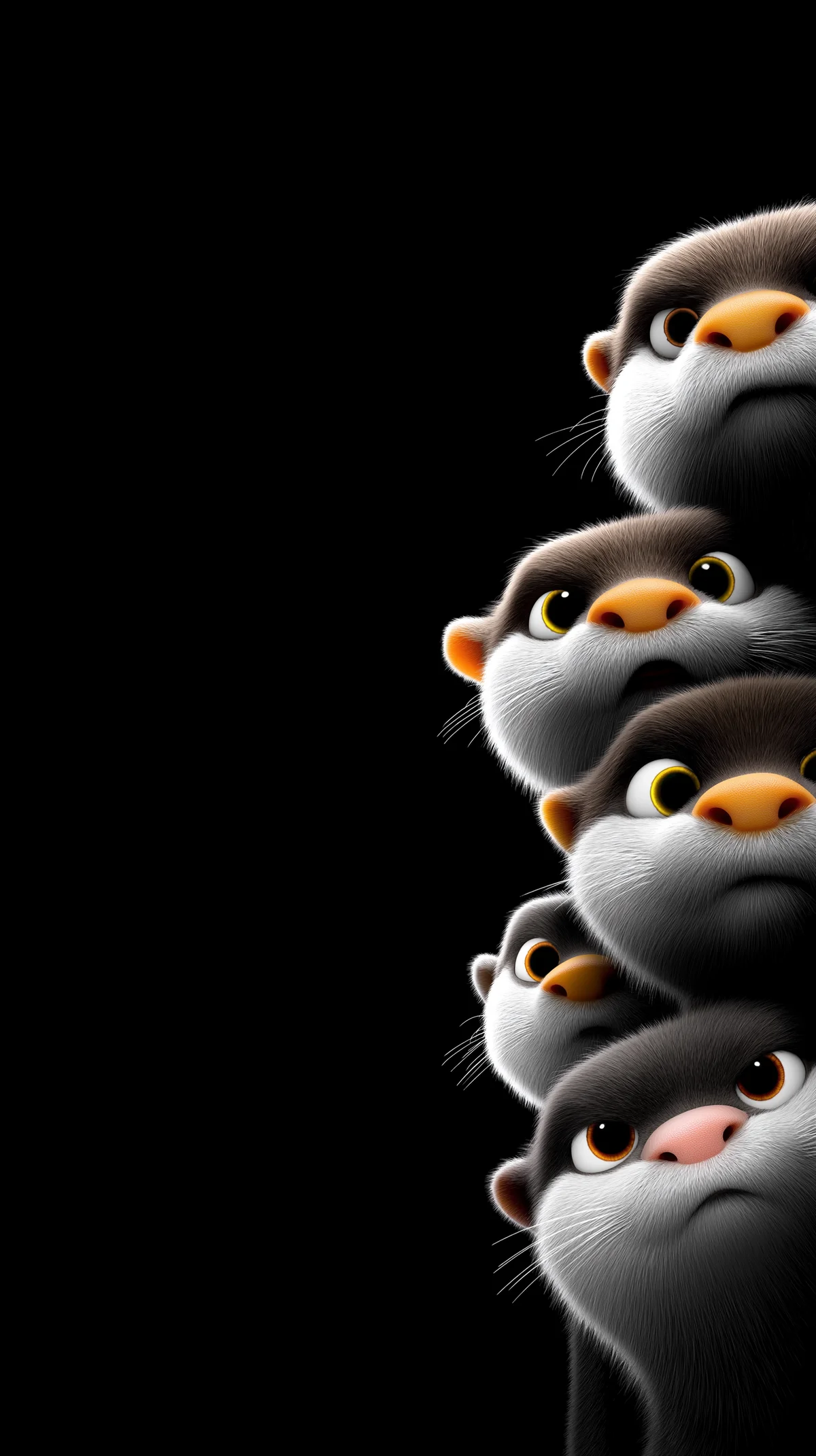 Cute 3D Otter Stack Wallpaper Black Minimal 4K wallpaper - Otters | Picmaze