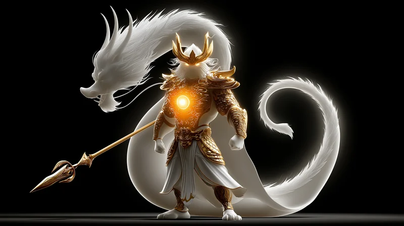 Divine White Dragon Warrior Wallpaper with Golden Aura - Fantasy Wallpaper desktop Wallpaper | Picmaze