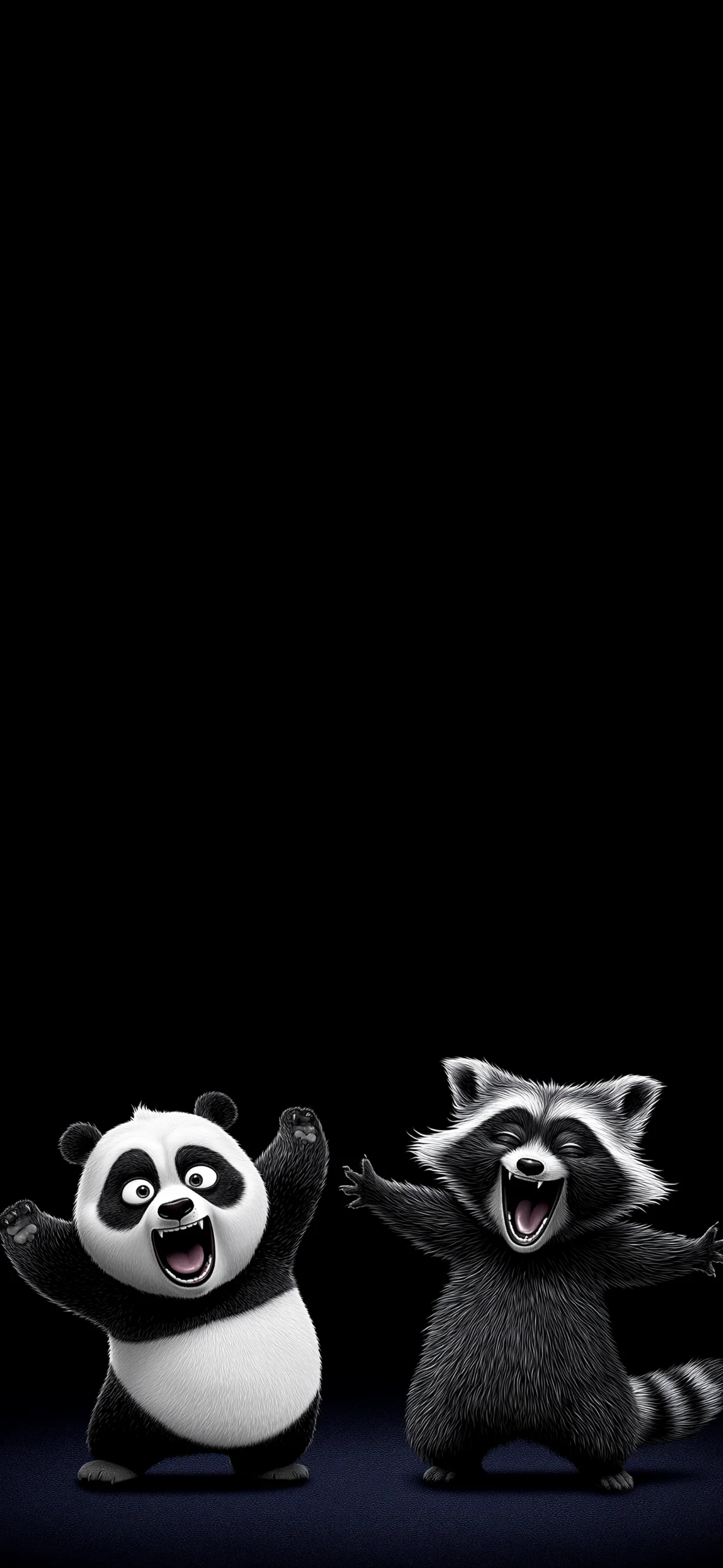 Cute Panda and Raccoon Dark Cartoon 4K iPhone Wallpaper wallpaper - ios wallpapers | Picmaze