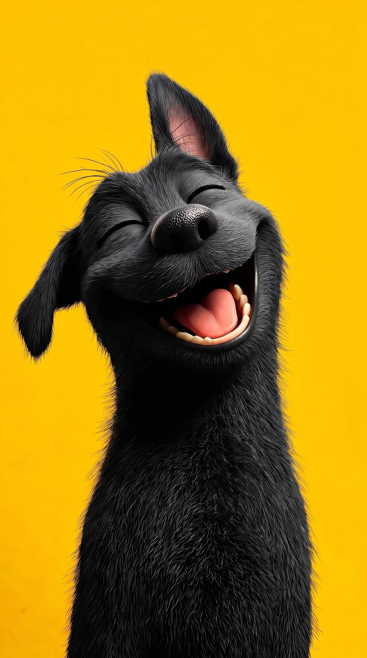Joyful Black Puppy Yellow Background Cartoon Wallpaper wallpaper - Dogs wallpaper | Picmaze