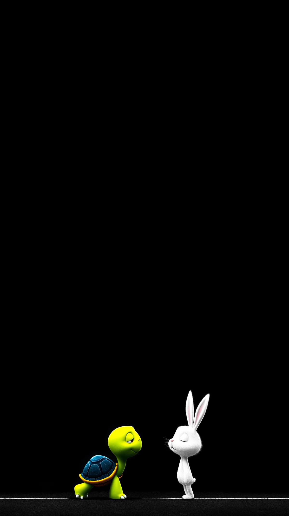 Cute Bunny and Turtle Meeting Minimal Black Wallpaper wallpaper - 3D Wallpaper | Picmaze