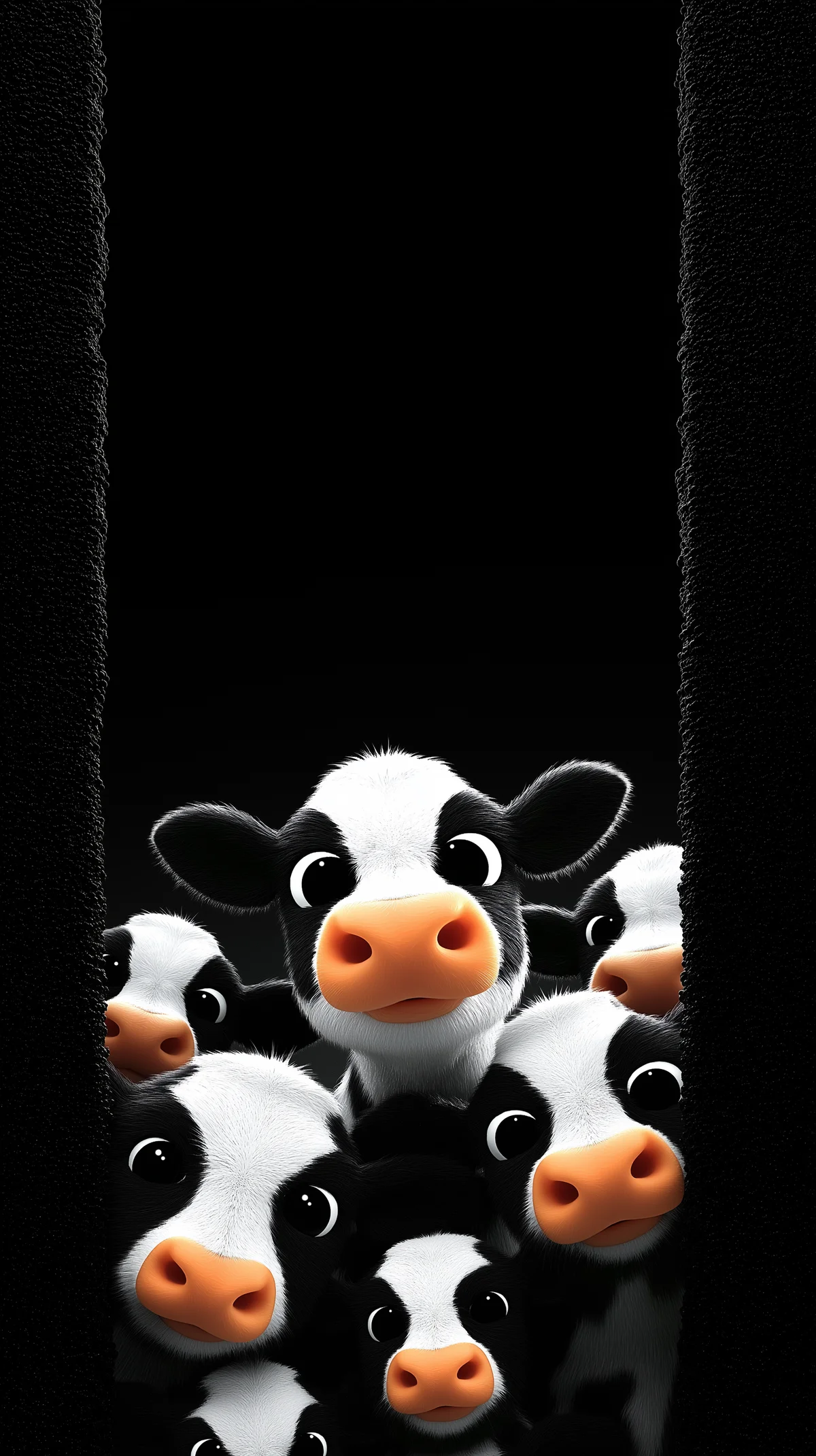 Cute Baby Cow Peek Wallpaper with Framed Black Design wallpaper - cow | Picmaze