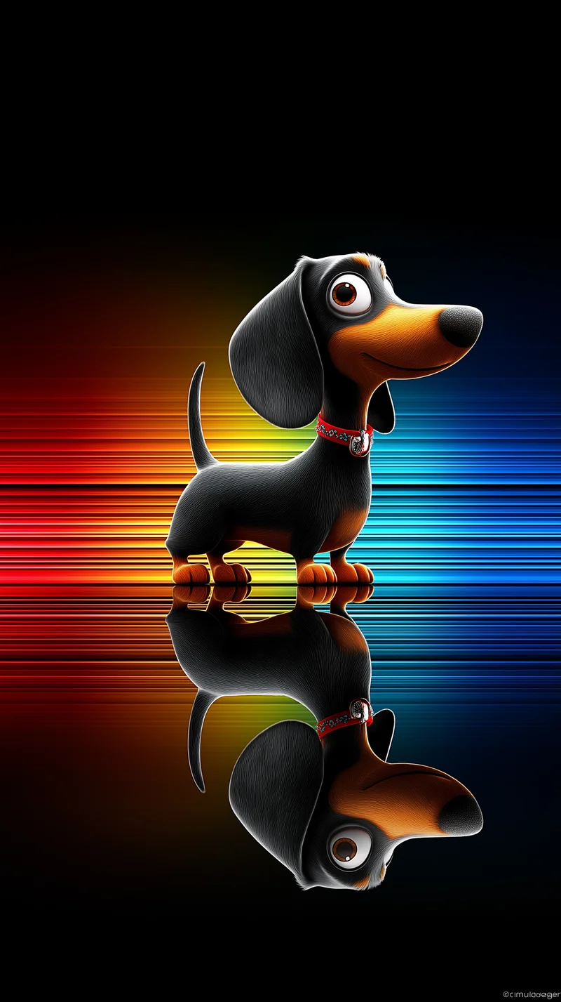Cute Dachshund Reflection Neon Gradient Aesthetic Wallpaper - Dogs wallpaper mobile Wallpaper | Picmaze