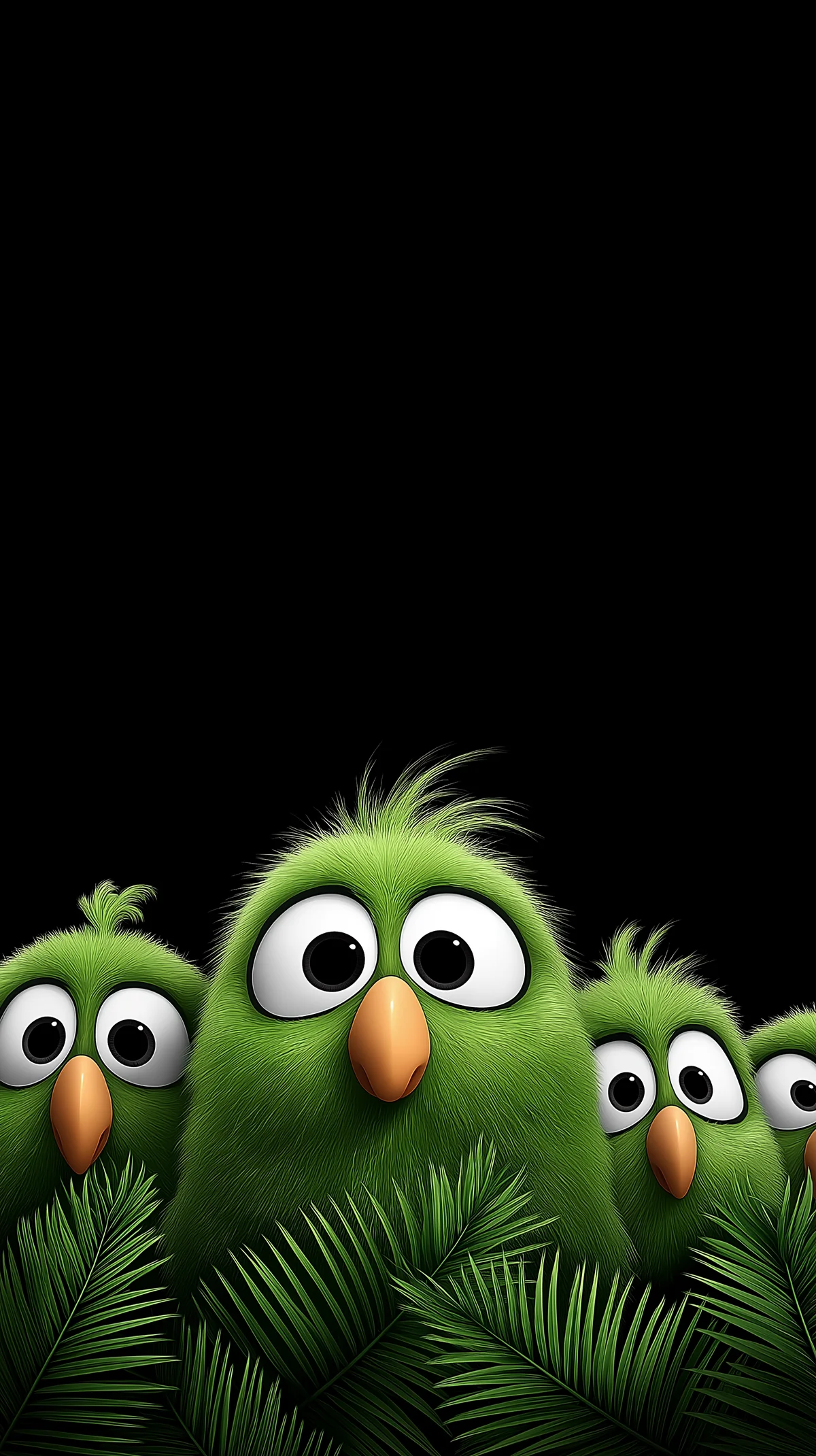 Cute Green Bird Cartoon Jungle Leaves Dark Wallpaper wallpaper - parrots | Picmaze