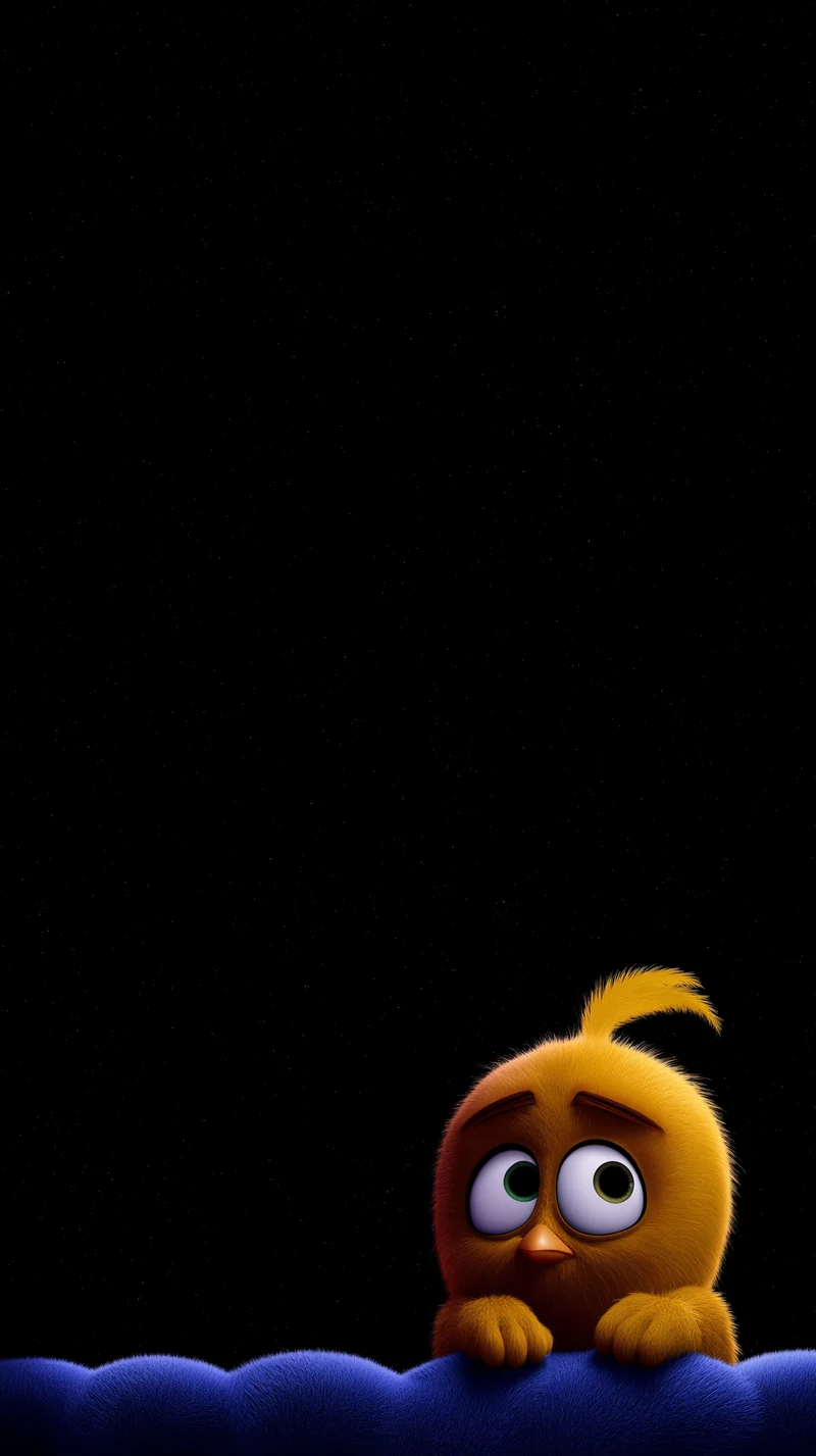 Cute Orange Chick Under Starry Night Minimal Dark Wallpaper - Bird Wallpapers mobile Wallpaper | Picmaze
