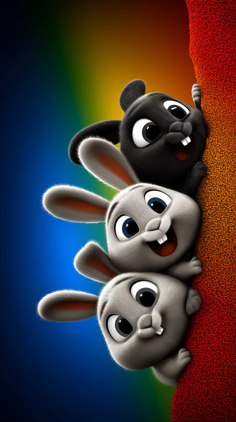 Playful Bunny Cartoon Wallpaper with Vibrant Gradient Glow - Bunny Wallpapers mobile Wallpaper | Picmaze