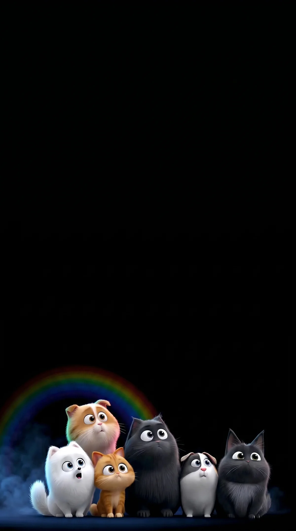 Cute Cats Under Rainbow Glow Dark Aesthetic 4K Wallpaper wallpaper - Cat Wallpapers | Picmaze