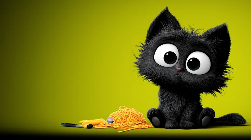 Wide Eyed Black Cartoon Cat Neon Aesthetic Wallpaper - Cat Wallpapers desktop Wallpaper | Picmaze