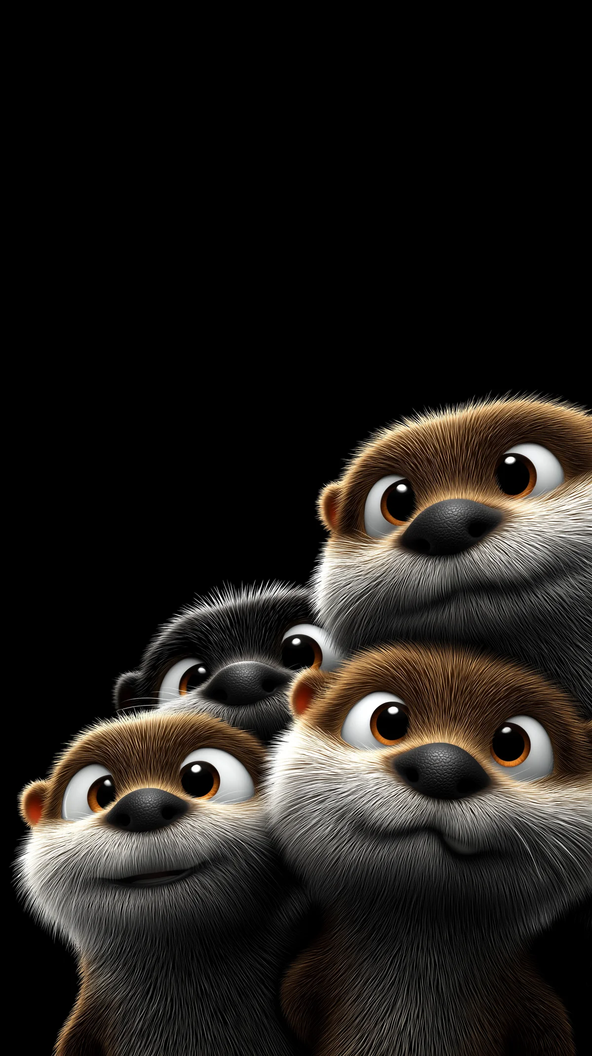 Cute 3D Otter Friends Wallpaper Black Background HD wallpaper - Otters | Picmaze