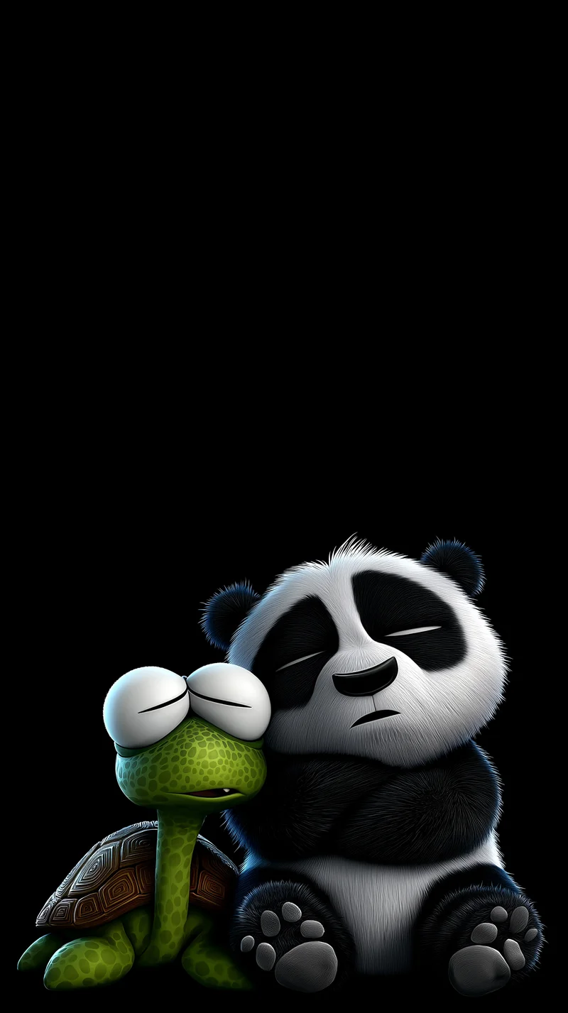 Cute Sleeping Panda Hugging Turtle 3D Wallpaper HD - 3D Wallpaper mobile Wallpaper | Picmaze