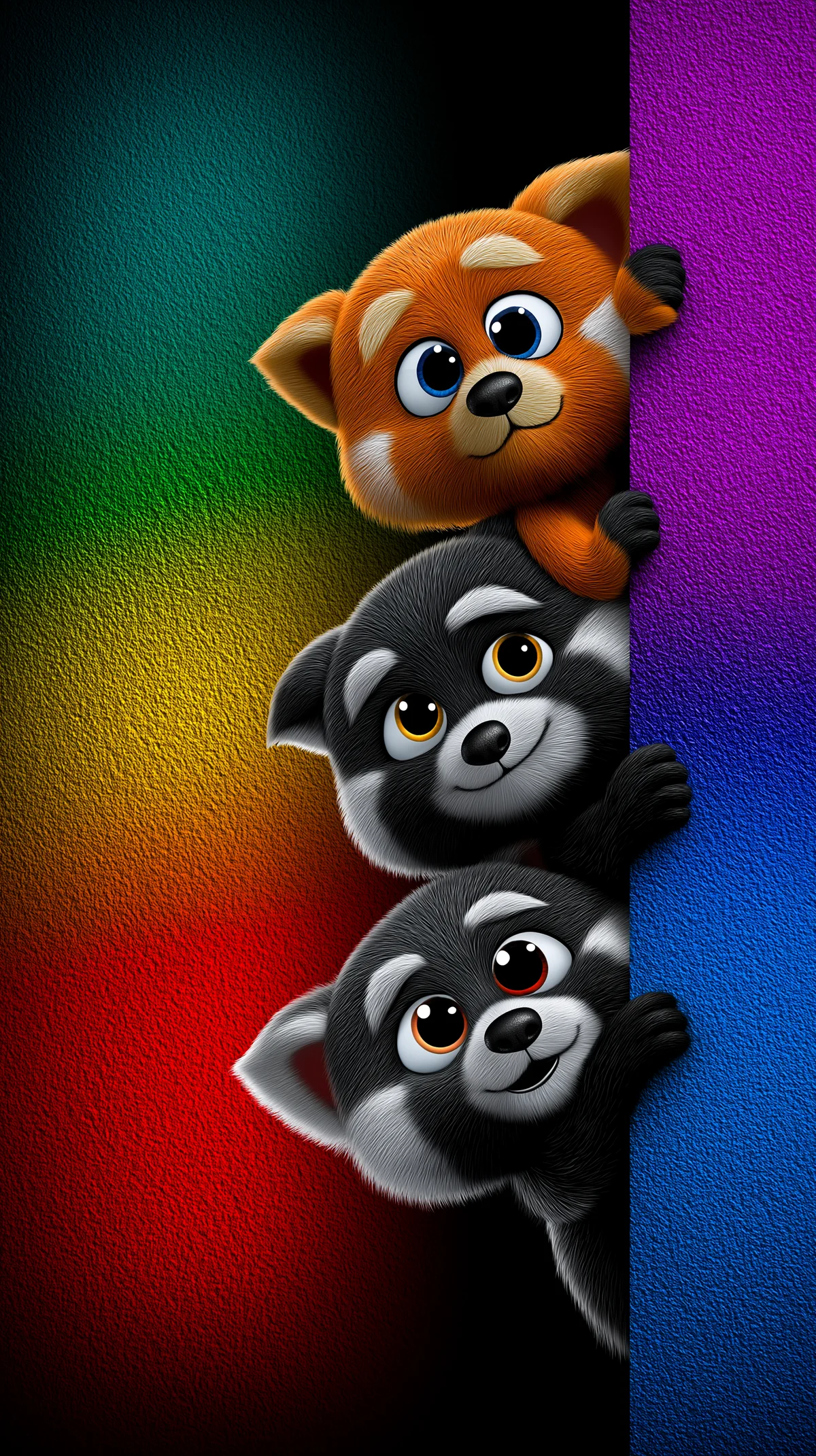 Cute Red Panda Friends Rainbow Neon Phone Wallpaper wallpaper - Panda Wallpapers | Picmaze