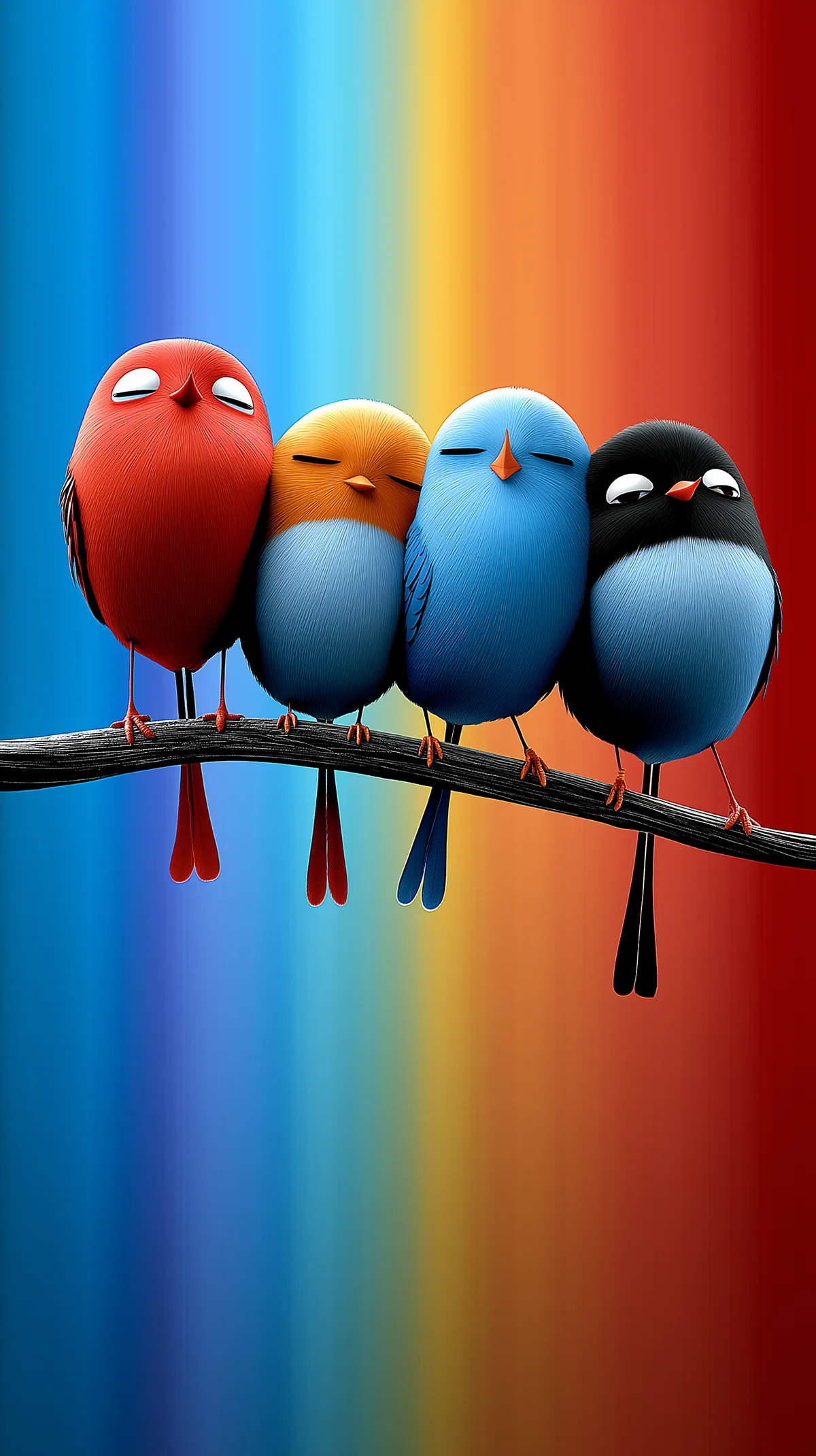 Colorful Cute Birds on Branch Minimal Gradient Aesthetic Wallpaper wallpaper - Bird Wallpapers | Picmaze