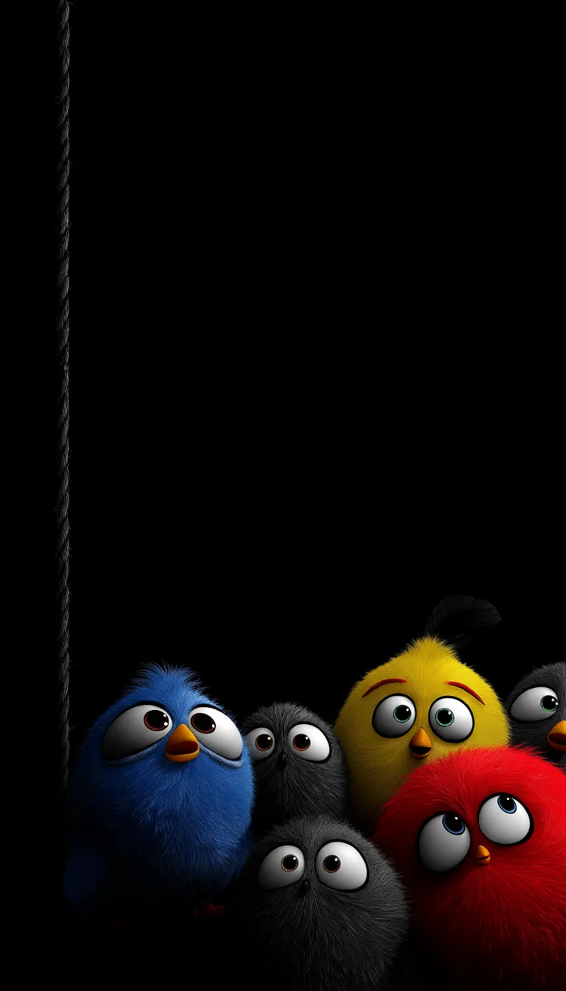 Cute Fluffy Birds on Dark Background Minimal Wallpaper - Bird Wallpapers mobile Wallpaper | Picmaze