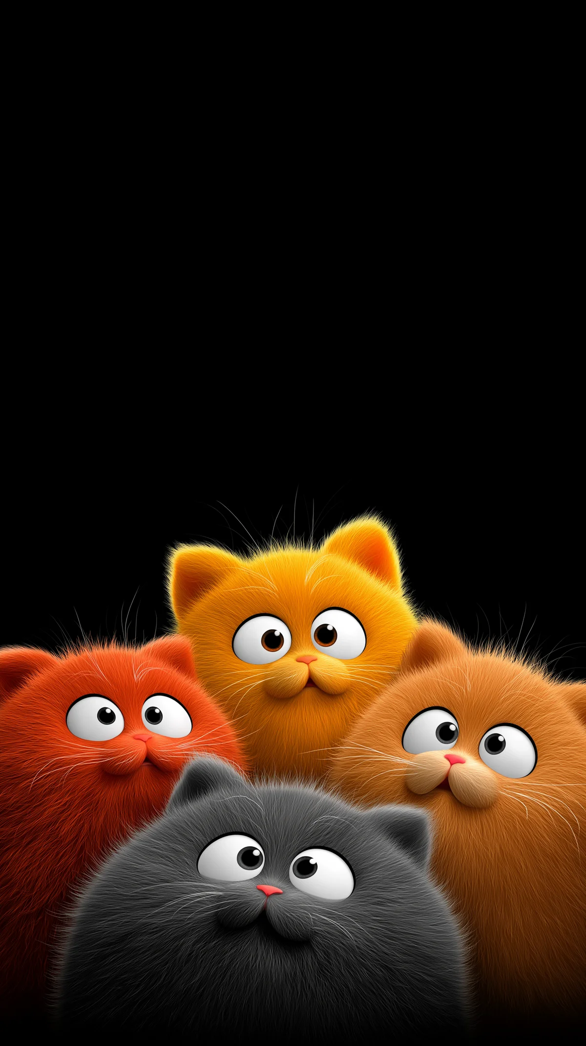 Colorful Fluffy Kittens on Black Background Cute HD Wallpaper wallpaper - Cat Wallpapers | Picmaze
