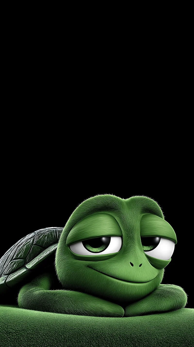 Sleepy Green Turtle Minimal AMOLED Cute Wallpaper - Turtle mobile Wallpaper | Picmaze