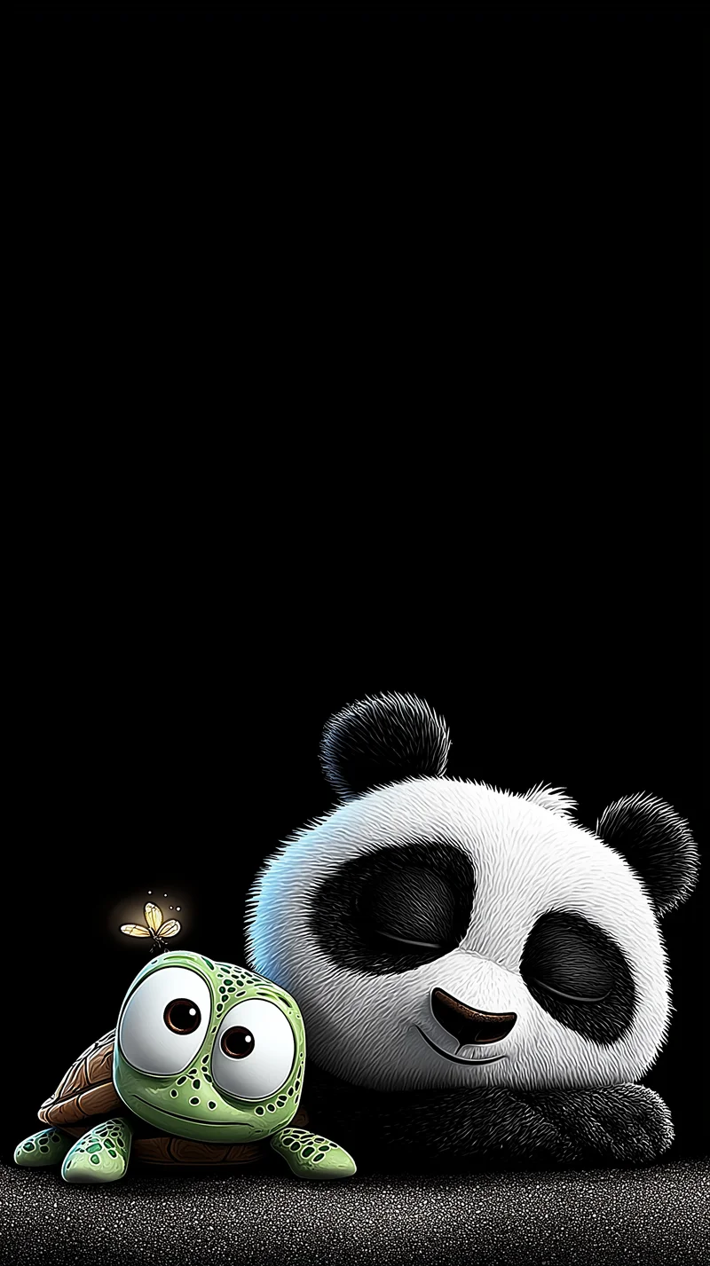 Cute Sleeping Panda and Turtle 3D Cartoon Wallpaper - 3D Wallpaper mobile Wallpaper | Picmaze