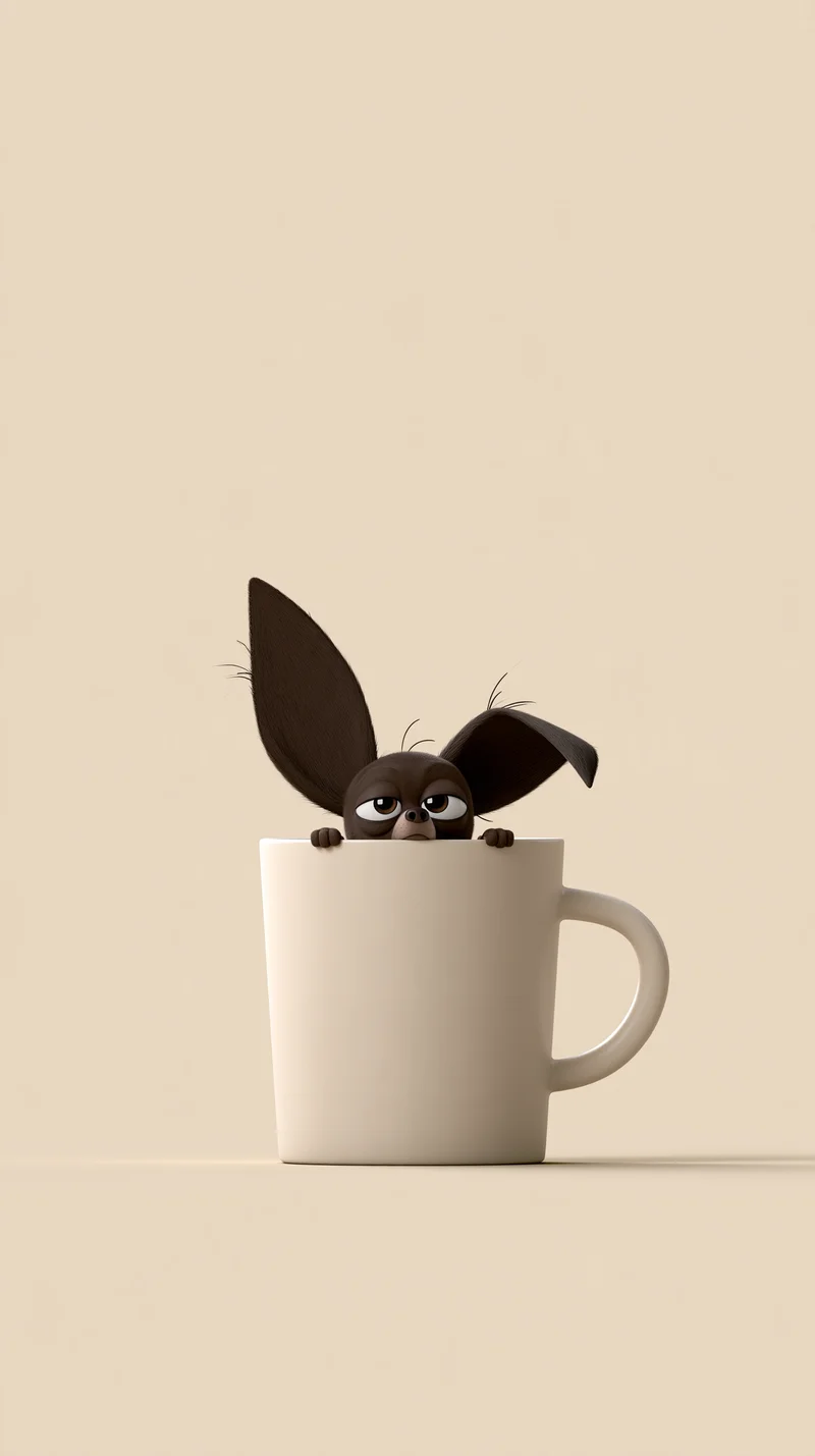 Grumpy Creature in Coffee Cup Minimalist 4K Phone Wallpaper Wallpaper | Picmaze