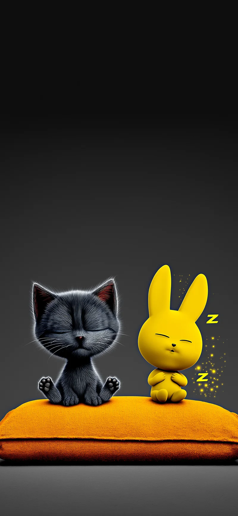 Cute Cat and Bunny Sleeping Dark Aesthetic 4K Wallpaper Wallpaper | Picmaze