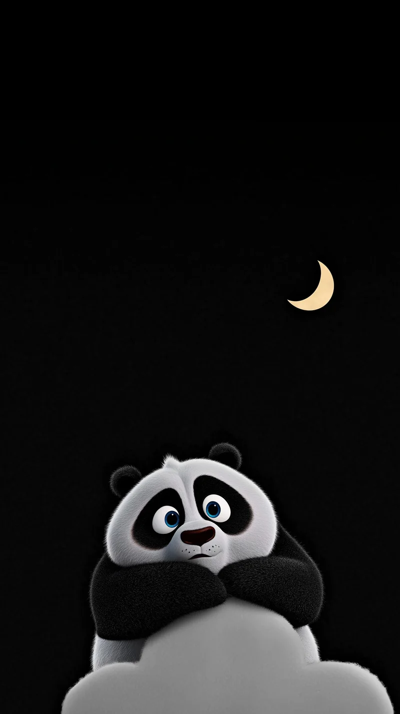 Cute Panda Moon Wallpaper with Dark Night Aesthetic - Panda Wallpapers mobile Wallpaper | Picmaze