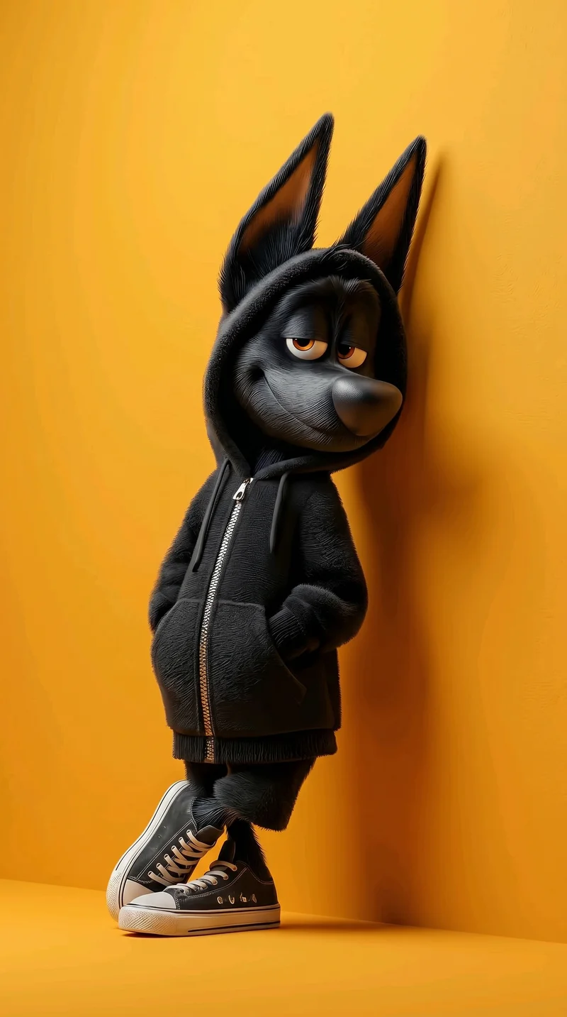 Cool Black Cartoon Dog Wallpaper with Hoodie Style - Dogs wallpaper mobile Wallpaper | Picmaze