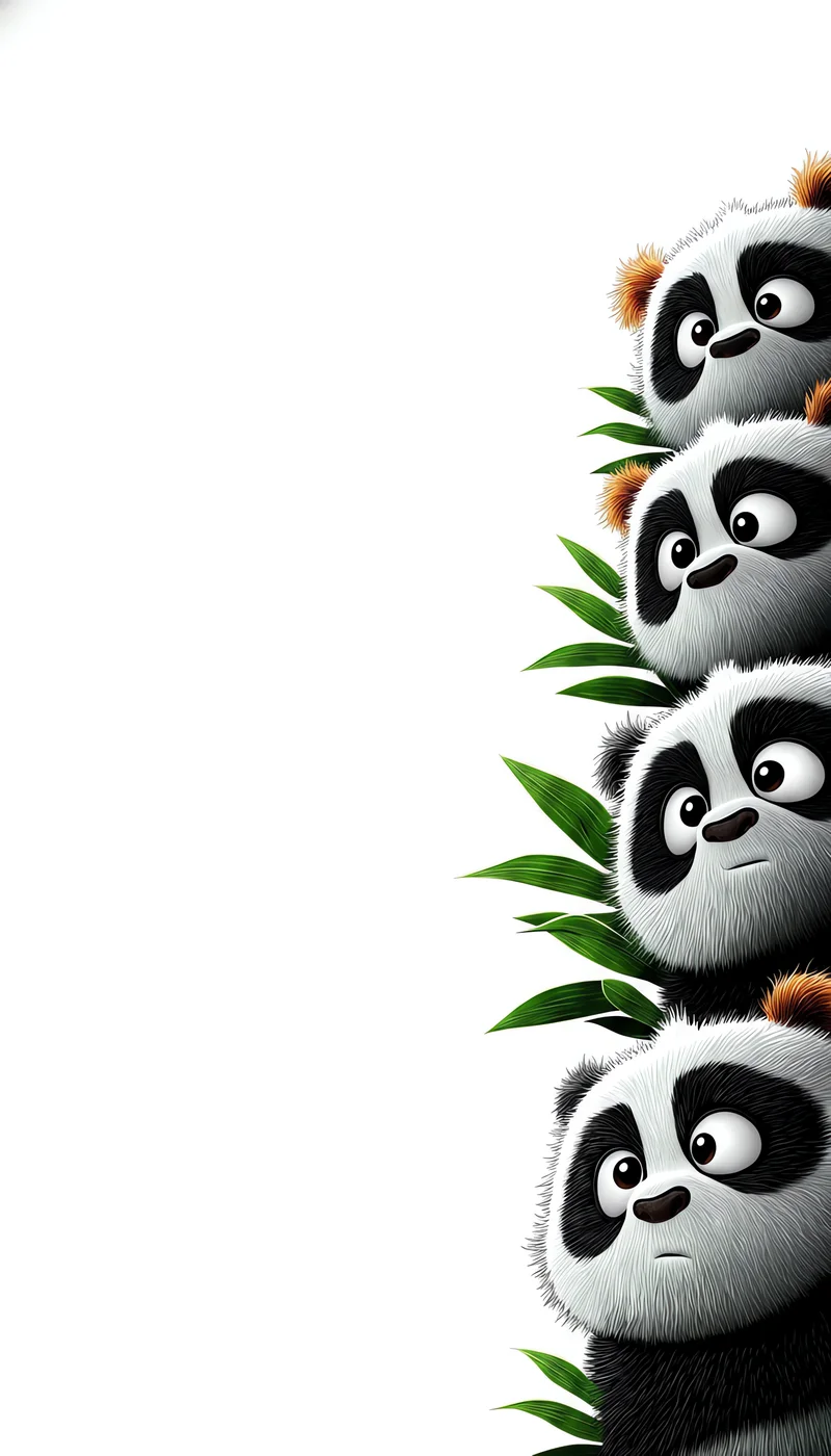 Side Peeking Panda Faces with Bamboo Minimal Aesthetic Wallpaper - Panda Wallpapers mobile Wallpaper | Picmaze