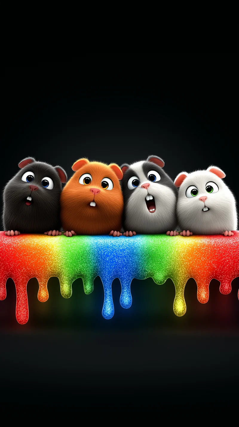 Cute Rainbow Drip Guinea Pig Wallpaper for AMOLED Phones - Cute Animal Wallpapers mobile Wallpaper | Picmaze