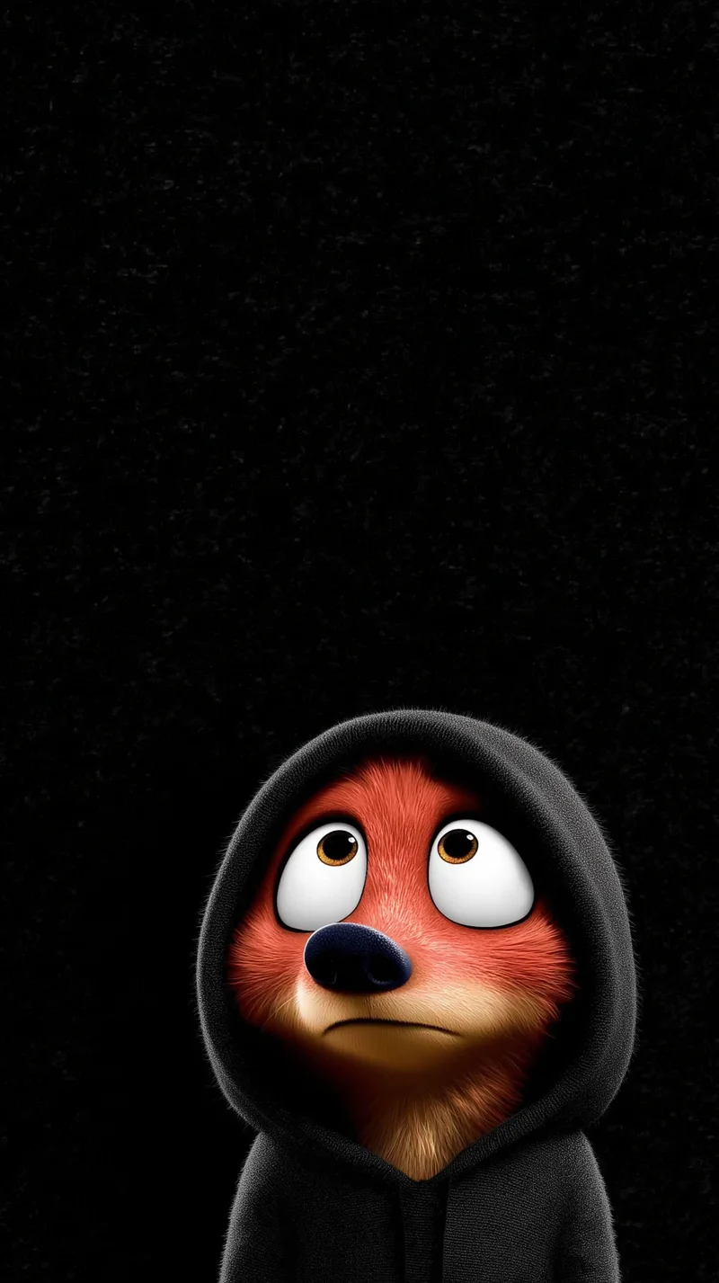 Lonely Hooded Fox Wallpaper with Dark Minimal Aesthetic - Cute Animal Wallpapers mobile Wallpaper | Picmaze