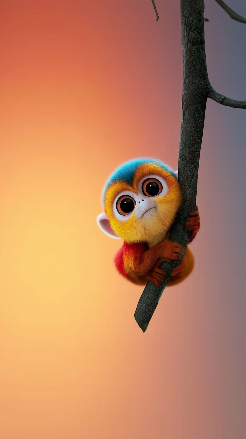 Cute Golden Monkey Clinging To Branch 4K Phone Wallpaper Wallpaper | Picmaze