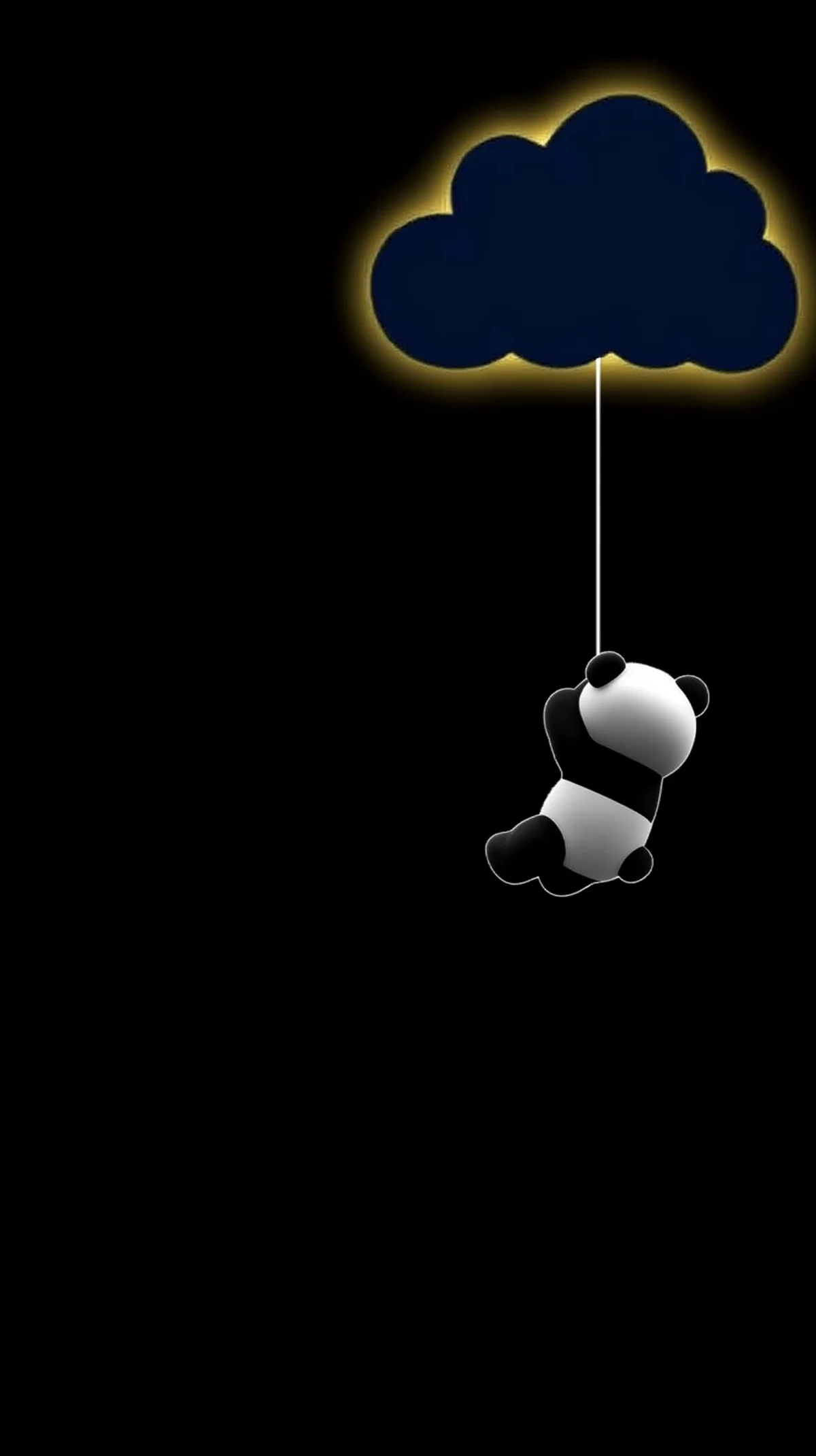 Cute Panda Hanging from Cloud Dark Minimal Wallpaper wallpaper - Panda Wallpapers | Picmaze