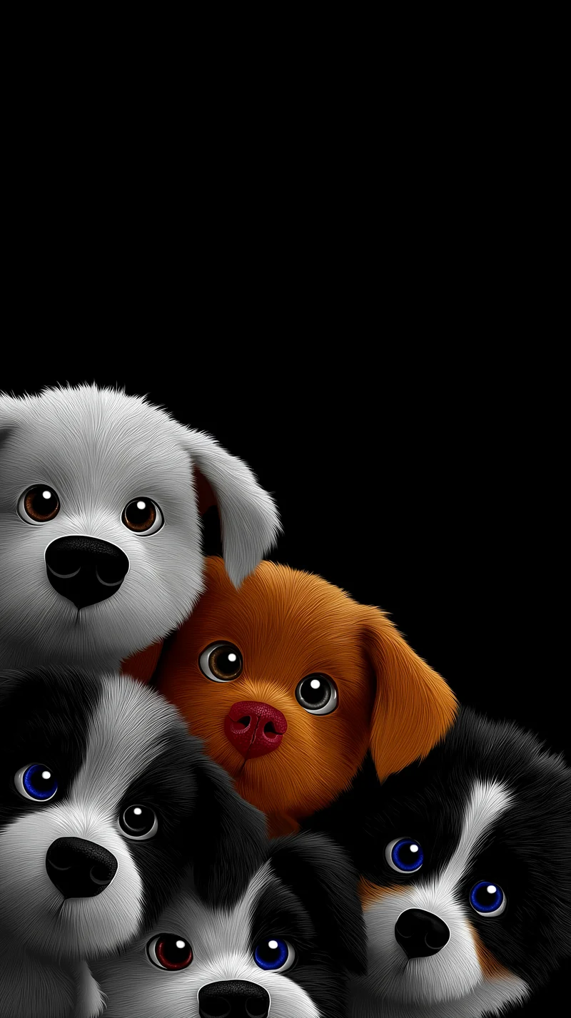 Cute Puppies Faces Minimal Black Background 4K Wallpaper - Dogs wallpaper mobile Wallpaper | Picmaze
