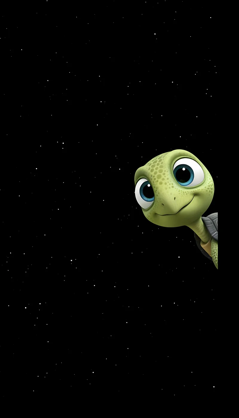 Cute Turtle Peeking Starry Night Minimal Wallpaper - Turtle mobile Wallpaper | Picmaze