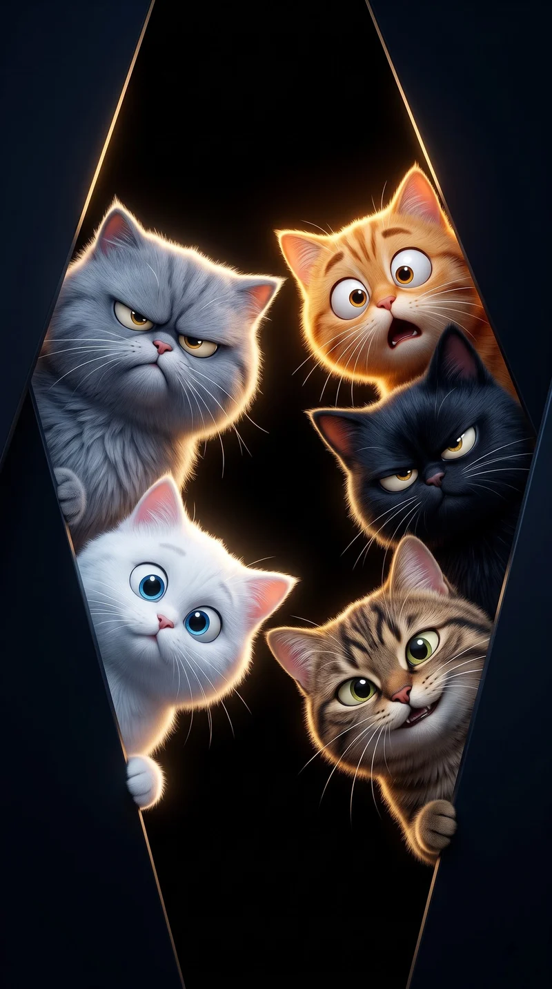 Funny Cartoon Cats Peek Dark AMOLED 4K Phone Wallpaper Wallpaper | Picmaze