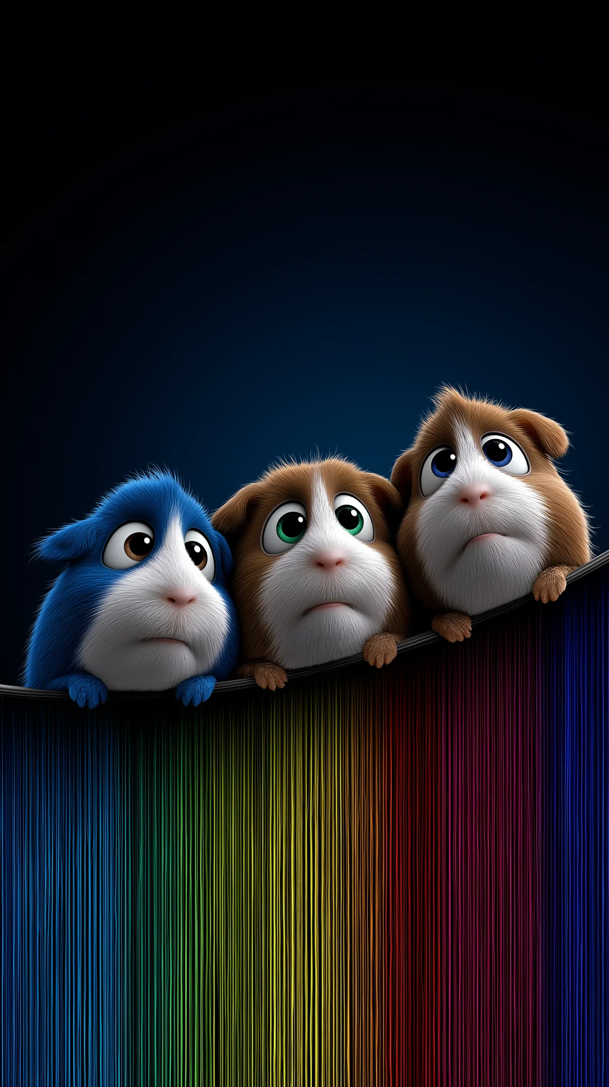 Cute Guinea Pig Trio Rainbow Glow AMOLED Wallpaper wallpaper - Cute Animal Wallpapers | Picmaze