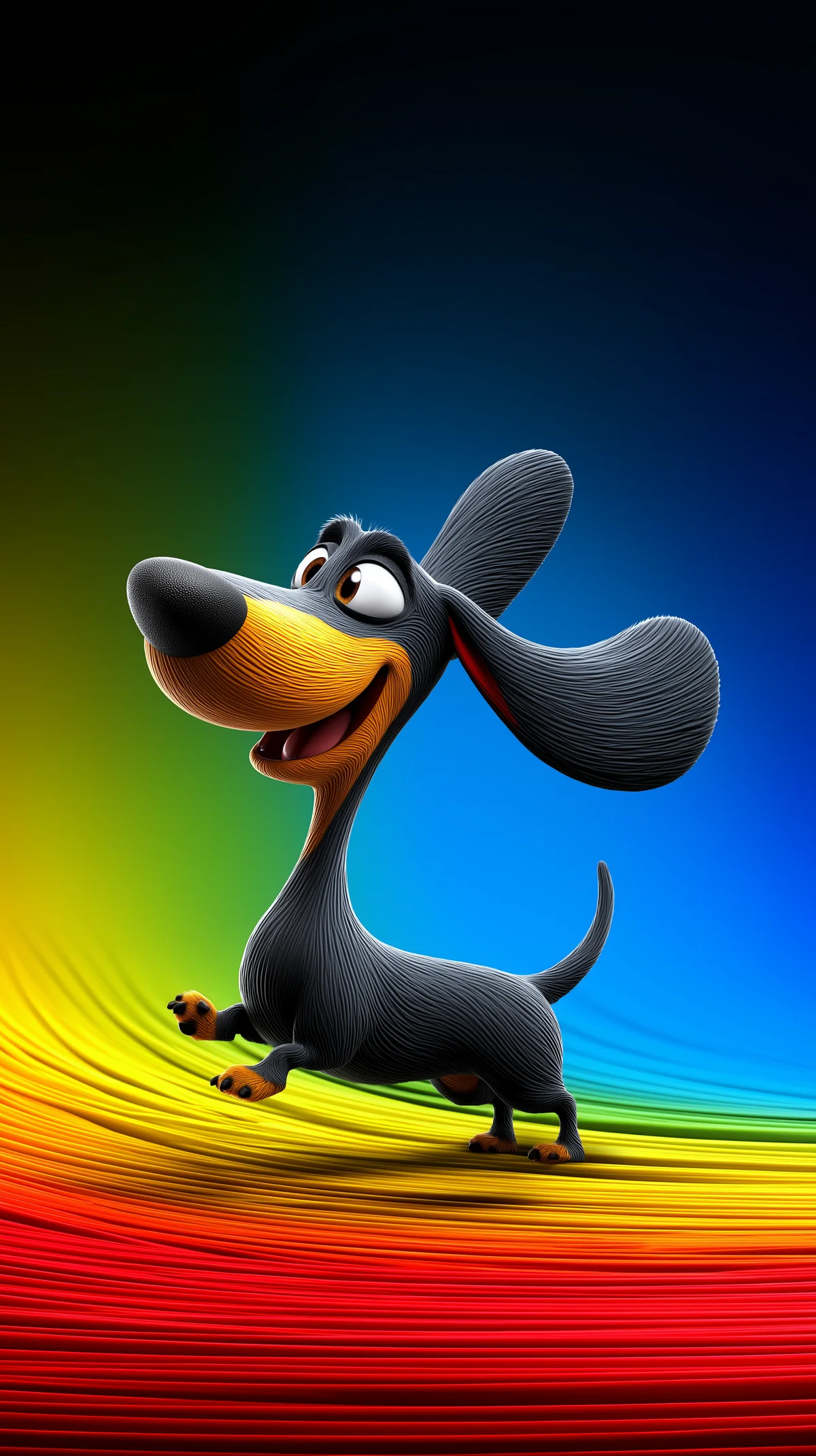 Cheerful Dachshund on Color Wave Background HD Wallpaper wallpaper - Dogs wallpaper | Picmaze