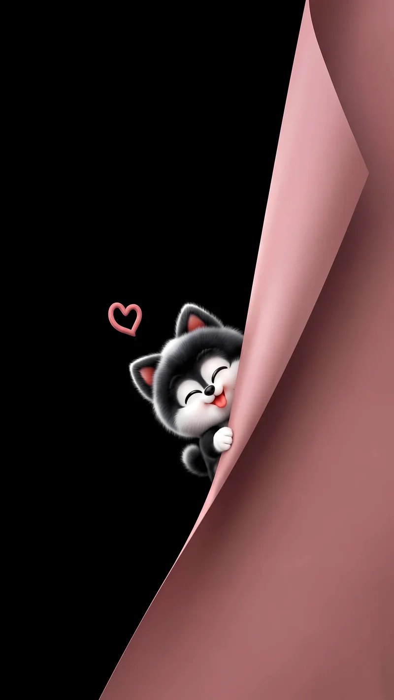 Cute Happy Puppy Peeking Dark AMOLED 4K Phone Wallpaper Wallpaper | Picmaze