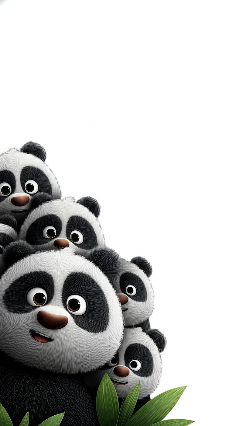 Playful Panda Stack Minimal Cartoon White Space Wallpaper - Panda Wallpapers mobile Wallpaper | Picmaze