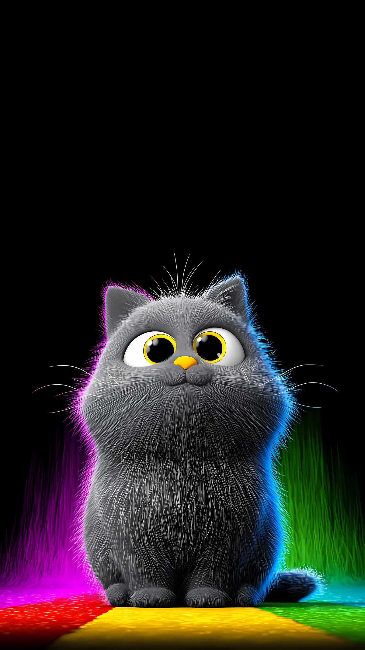 Cute Gray Cat Wallpaper with Neon Lights in 4K wallpaper - ios wallpapers | Picmaze