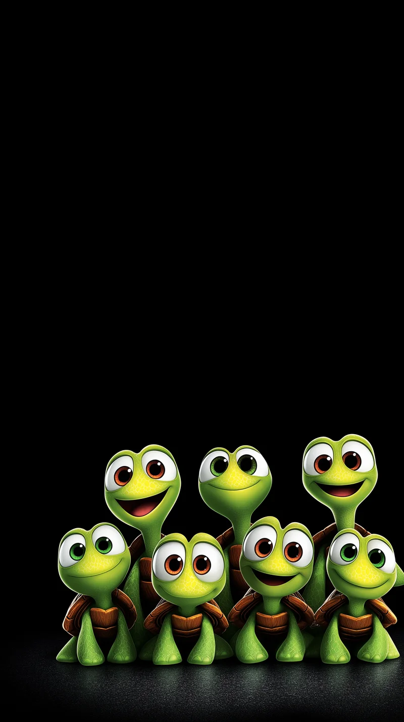 Cute Turtle Happy Family Wallpaper 4K Dark HD - Turtle mobile Wallpaper | Picmaze