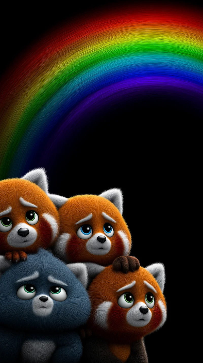 Sad Red Panda Rainbow Glow Dark Aesthetic Wallpaper - Panda Wallpapers mobile Wallpaper | Picmaze