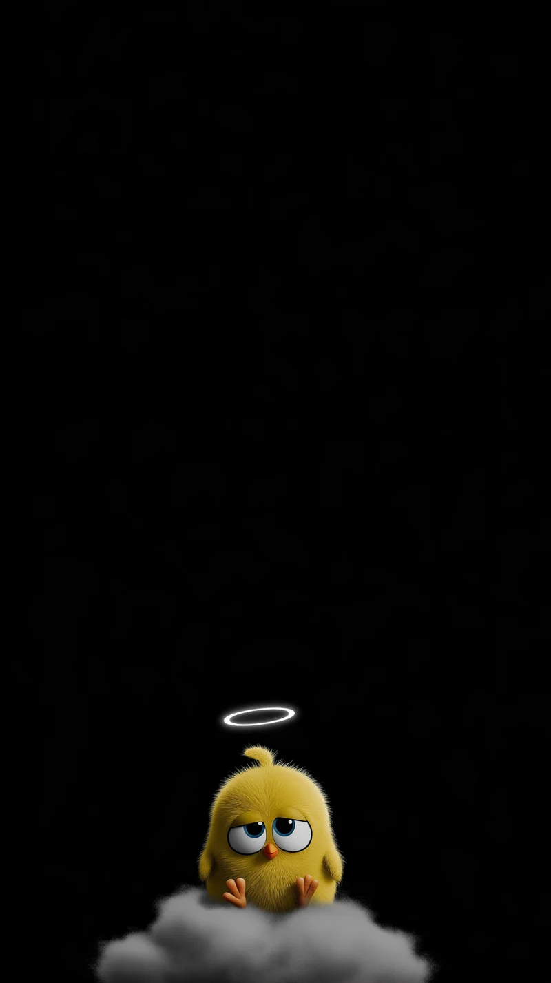 Cute Angel Chick Minimal Black Background 4K Wallpaper - Bird Wallpapers mobile Wallpaper | Picmaze