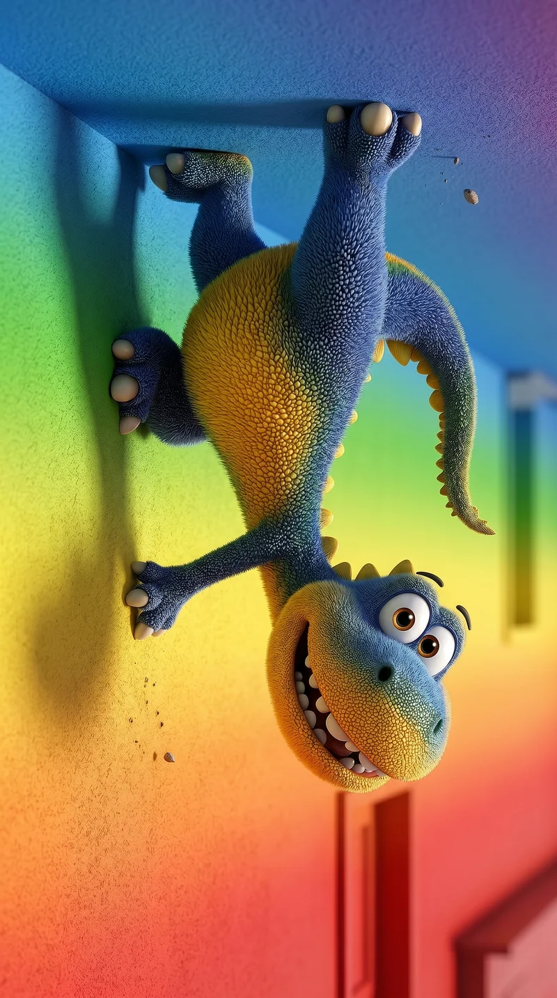 Funny Upside Down Cartoon Dinosaur 4K Wallpaper - Fantasy Wallpaper mobile Wallpaper | Picmaze