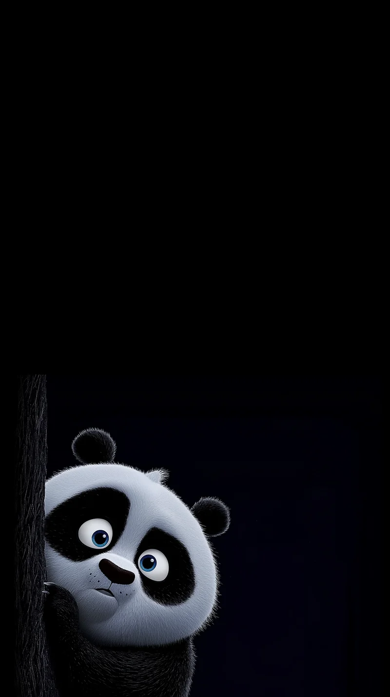 Cute Shy Panda Wallpaper with Dark Minimal Background - Panda Wallpapers mobile Wallpaper | Picmaze