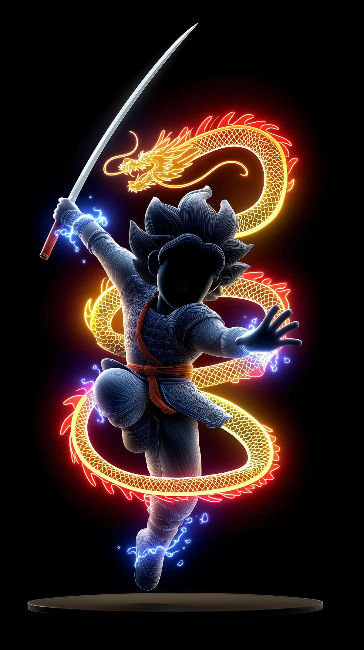 Neon Dragon Samurai Warrior 4K AMOLED Fantasy Wallpaper wallpaper - Fantasy Wallpaper | Picmaze